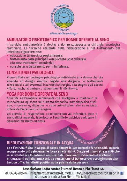 Progetto Ri-Fiorire: attività per riabilitazione donne operato al seno Progetto Ri-Fiorire: attività per riabilitazione donne operato al seno