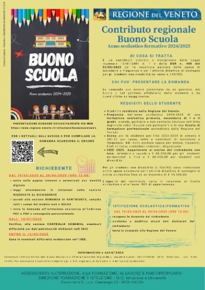 Contributo regionale Buono Scuola 2024-2025 Contributo regionale Buono Scuola 2024-2025