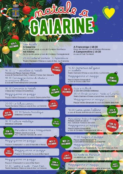 Cartellone eventi e attività a Gaiarine - Natale 2025