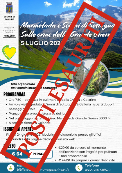 Marmolada e Serrai di Sottoguda: sulle orme della Grande Guerra - Gita organizzata dal Comune