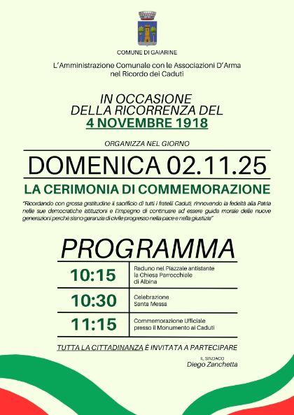 Cerimonia di Commemorazione 4 Novembre 1918 Cerimonia di Commemorazione 4 Novembre 1918