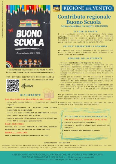Volantino contributo regionale buono scola 2024-2025