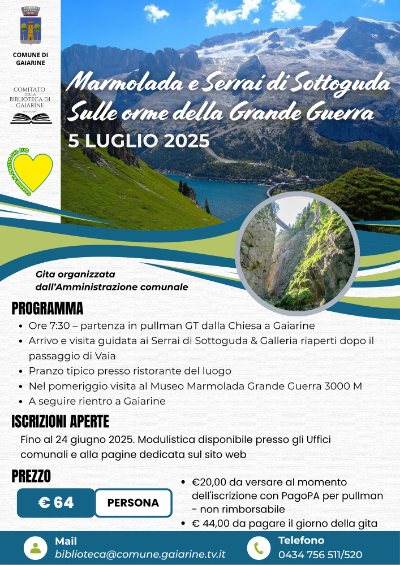 Locandina gita Marmolada sulle orme della Grande Guerra